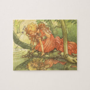 Puzzle Vintage Fairy Tale, Frog Prince Princess by Pond