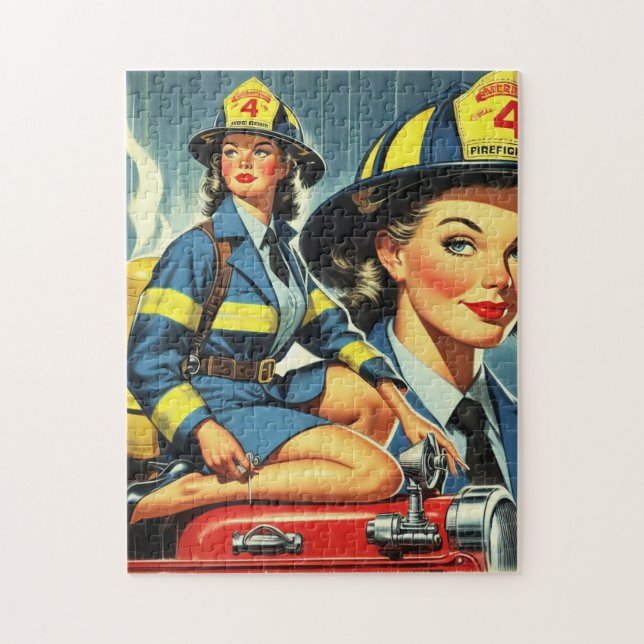 Puzzle Vintage Femenina Bombero (Vertical)