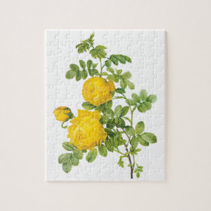 Puzzle Vintage Floral Flowers, Yellow Roses by Redoute
