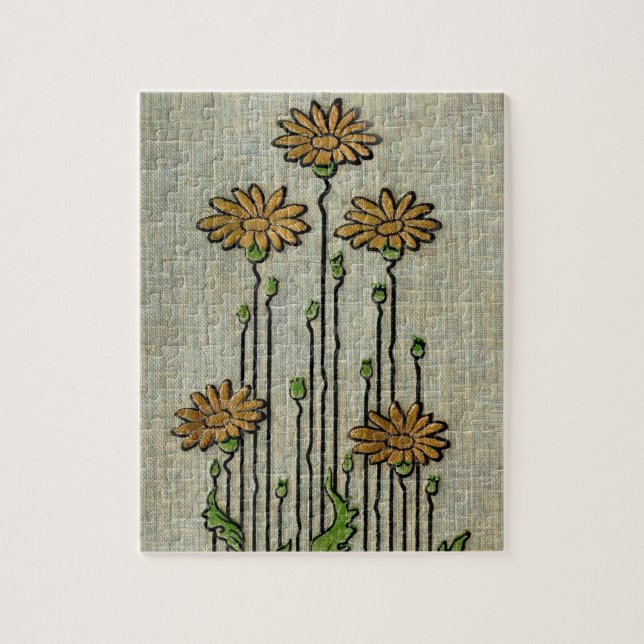 Puzzle Vintage Floral Garden Daisy Flower Pattern (Vertical)