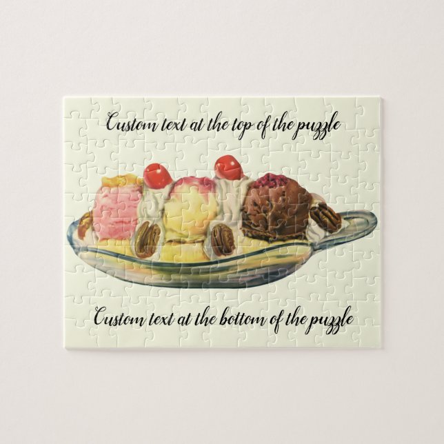 Puzzle Vintage Food Desserts, Banana Split Cherries (Horizontal)