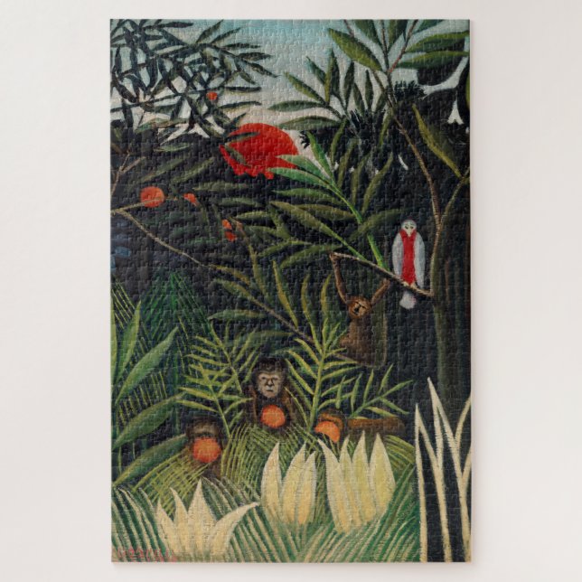 Puzzle Vintage Forest Monkeys & Bird Ilustracion Art (Vertical)