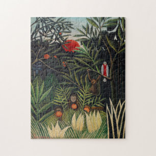 Puzzle Vintage Forest Monkeys & Bird Ilustracion Art