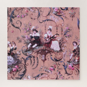 Puzzle Vintage French Pink Toile Estilo Victoriano Floral