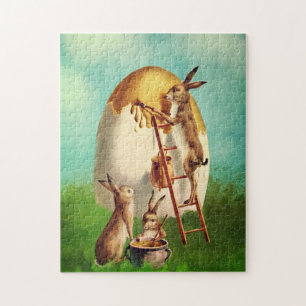 Puzzle Vintage Funny Bunny Y Huevo De Pascua