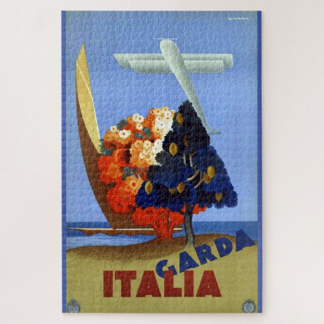 Puzzle Vintage Garda Italia Europa Air Travel (Vertical)