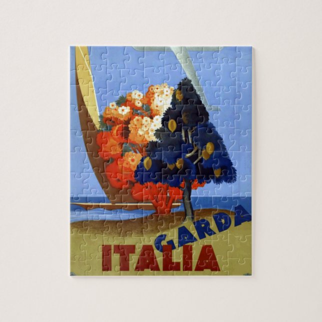 Puzzle Vintage Garda Italia Europa Air Travel (Vertical)