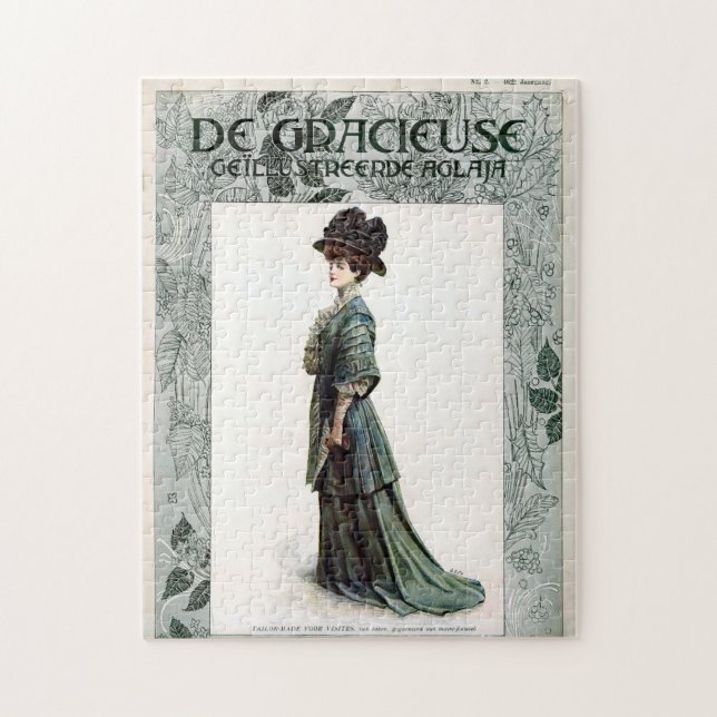 Puzzle Vintage Glamorous Lady Fashion Ilustracion (Vertical)