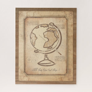 Puzzle Vintage Globe. Regalo de profesores de geografía e