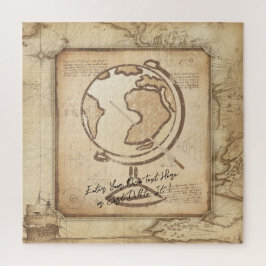Puzzle Vintage Globe. Regalo de profesores de geografía e