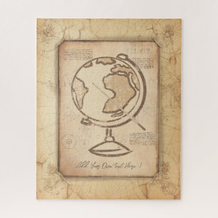 Puzzle Vintage Globe. Regalo de profesores de geografía e