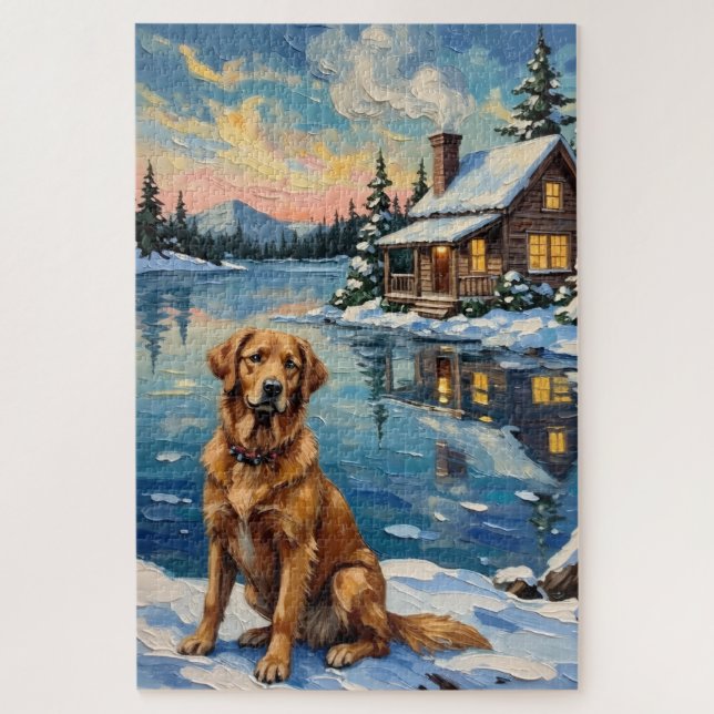 Puzzle Vintage Golden Retriever by Lakeside Christmas (Vertical)