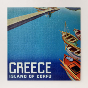Puzzle Vintage Grecia Isla de Viajes del Ilustracion Corf