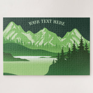 Puzzle Vintage Green Mountain Lake Sunset