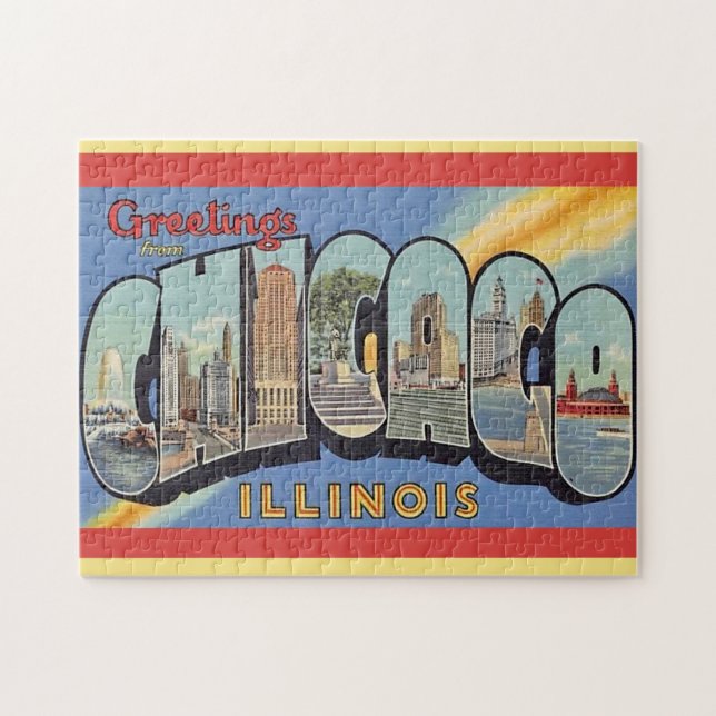 Puzzle Vintage Greeting de Chicago (Horizontal)
