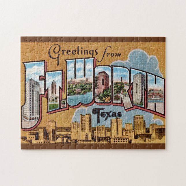 Puzzle Vintage Greeting  Fort Worth TX  (Horizontal)