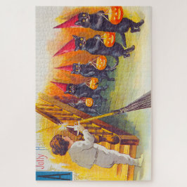 Puzzle Vintage Halloween Black Cats