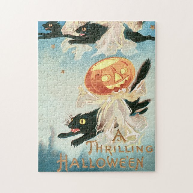 Puzzle Vintage Halloween Black Cats (Vertical)