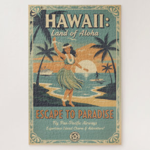 Puzzle Vintage hawaiano tierra de alohá escape al paraíso