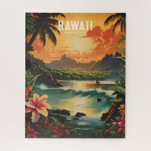 Puzzle Vintage Hawaii Tropical Beach Travel Ilustracion