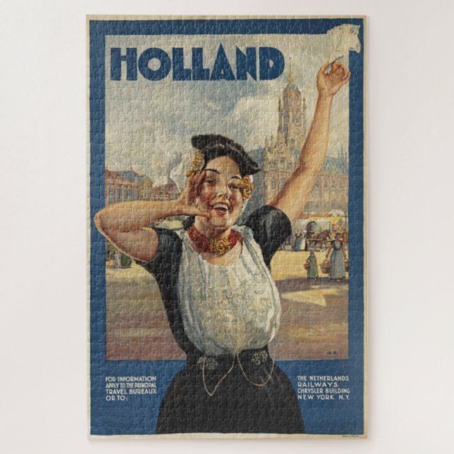 Puzzle Vintage Holland Air Travel Ilustracion (Vertical)