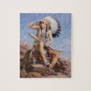Puzzle Vintage Indio Americano Nativo, The Scout por Leig