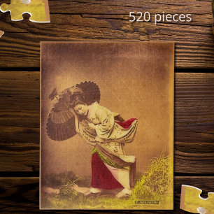 Puzzle Vintage Japanese woman in the wind