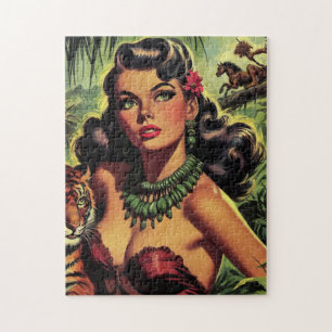 Puzzle Vintage Jungle Chica Pin Up