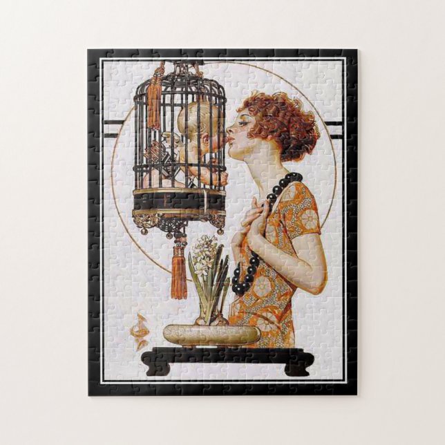 Puzzle Vintage lady baby cage (Vertical)