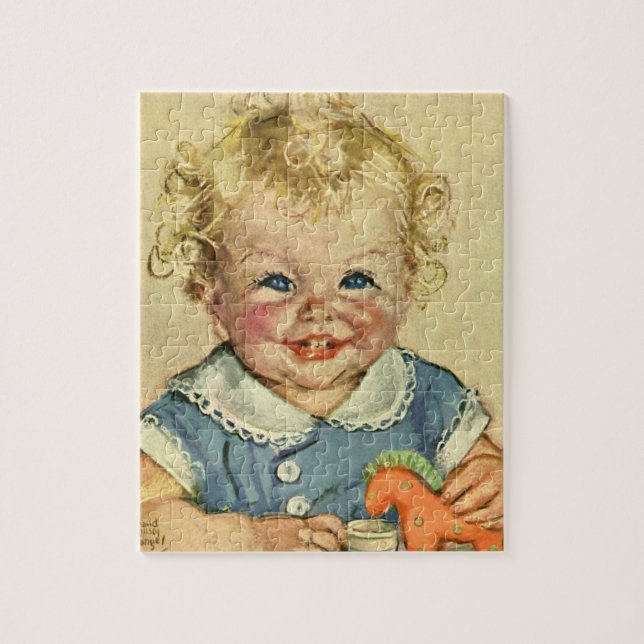 Puzzle Vintage lindo niño escandinavo rubio con rizos (Vertical)