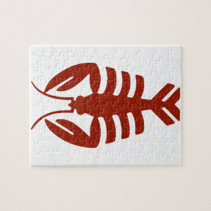 Puzzle Vintage Lobster en rojo, marisco Art Decó