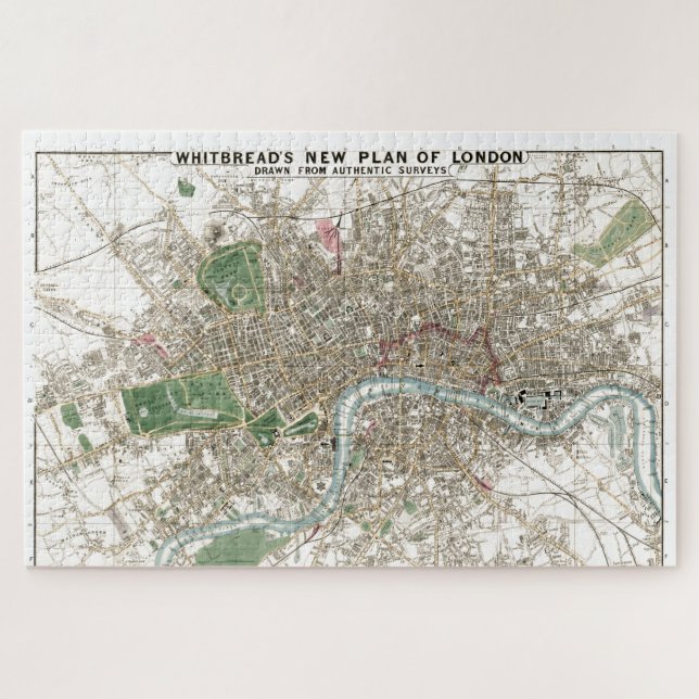 Puzzle Vintage London City Plan Viejo Dibujo Antiguo (Horizontal)