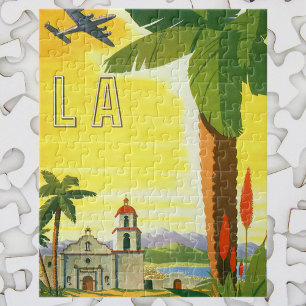 Puzzle Vintage Los Angeles, California Mission with Palm