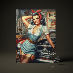 Puzzle Vintage Mechanic Pin Up