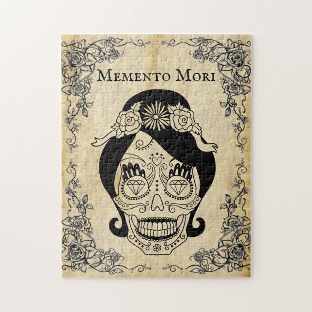 Puzzle Vintage Memento Mori Woman Skull (Vertical)