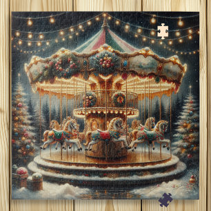 Puzzle Vintage Merry-Go-Round Whimsical Navidades