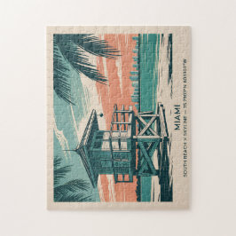 Puzzle Vintage Miami Florida South Beach Skyline Travel