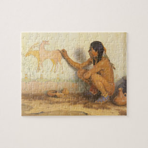 Puzzle Vintage nativo americano, artista indio por Couse