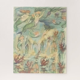 Puzzle Vintage Nautical Mermaids Coral and Jellyfish