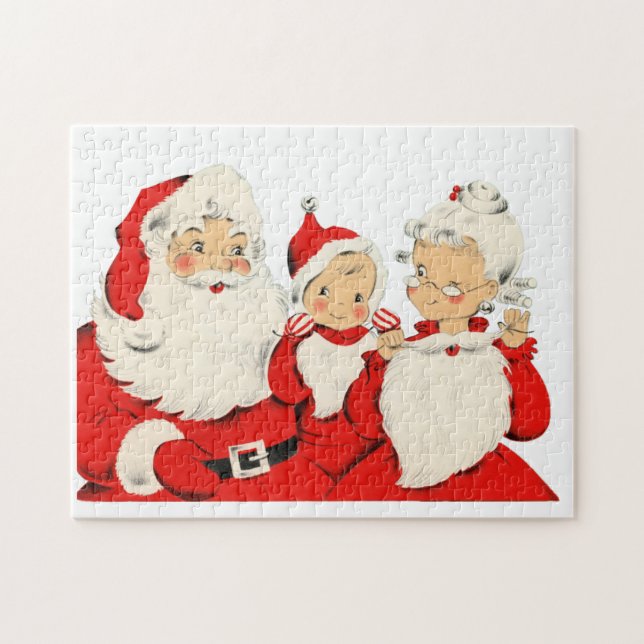 Puzzle Vintage Navidad Navidad Santa Sra Claus bebé (Horizontal)
