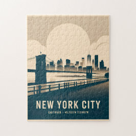 Puzzle Vintage New York City East River Skyline WPA Style