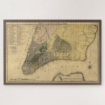 Vintage New York City Plan, 1789, restaurado