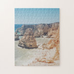 Puzzle Vintage Ocean Beach Portugal Acantilados Foto<br><div class="desc">Este divertido rompecabezas cuenta con una pintoresca escena de playa vintage de la costa del Algarve en Portugal con el hermoso agua azul del océano,  acantilados rocosos y calas de arena.</div>