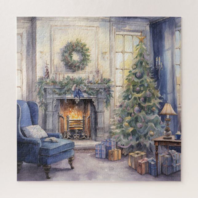 Puzzle Vintage Parlor Christmas Tree Fireplace (Vertical)
