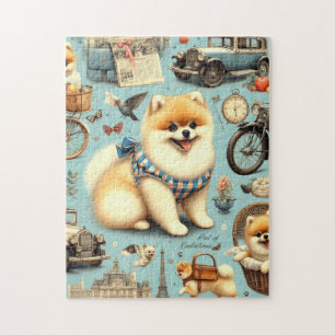 Puzzle Vintage Pomeranian Seamless Ilustracion