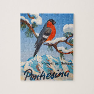 Puzzle Vintage Pontresina Vacation Swiss Air Switzerland