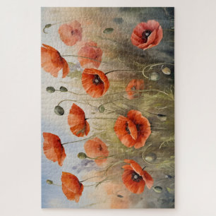 Puzzle Vintage Poppies Aceite Pintando Floral eterna