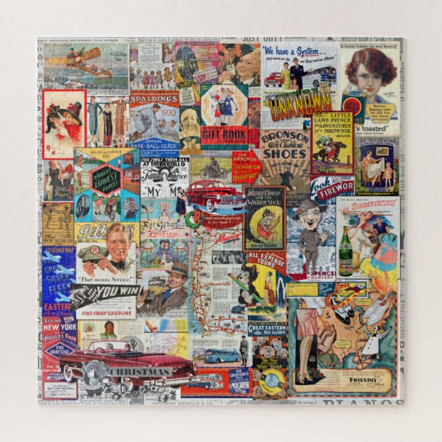 PUZZLE VINTAGE PUBLICIDAD COLLAGE, ¡EMPAQUETADO! (Vertical)