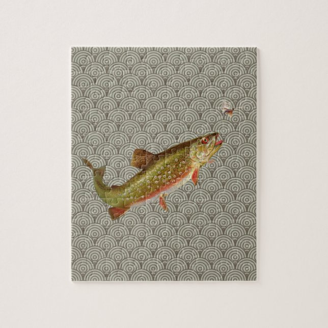 Puzzle Vintage Rainbow Trout Fly Fishing (Vertical)