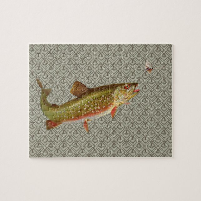 Puzzle Vintage Rainbow Trout Fly Fishing (Horizontal)